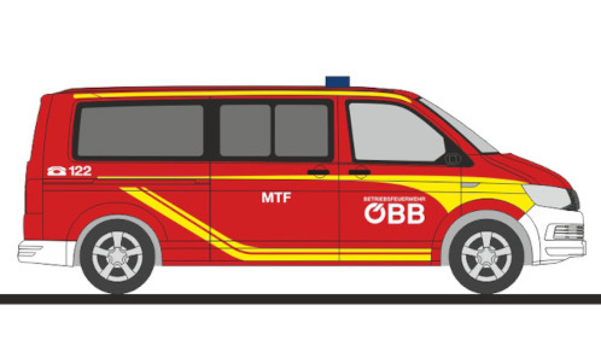 Volkswagen T6 1/87 Rietze bus Betriebsfeuerwehr &Ouml;BB diecast model cars