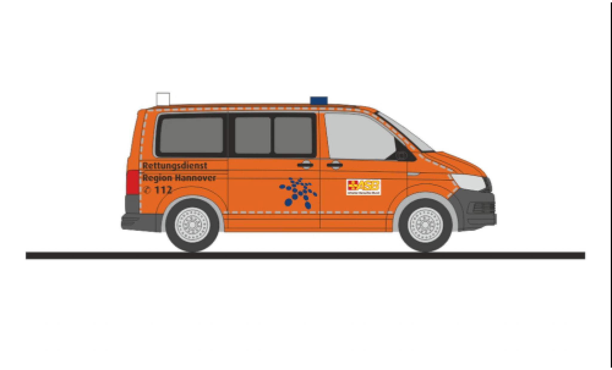 Volkswagen T6 1/87 Rietze bus m&eacute;decin d ASB Region Hannover diecast model cars
