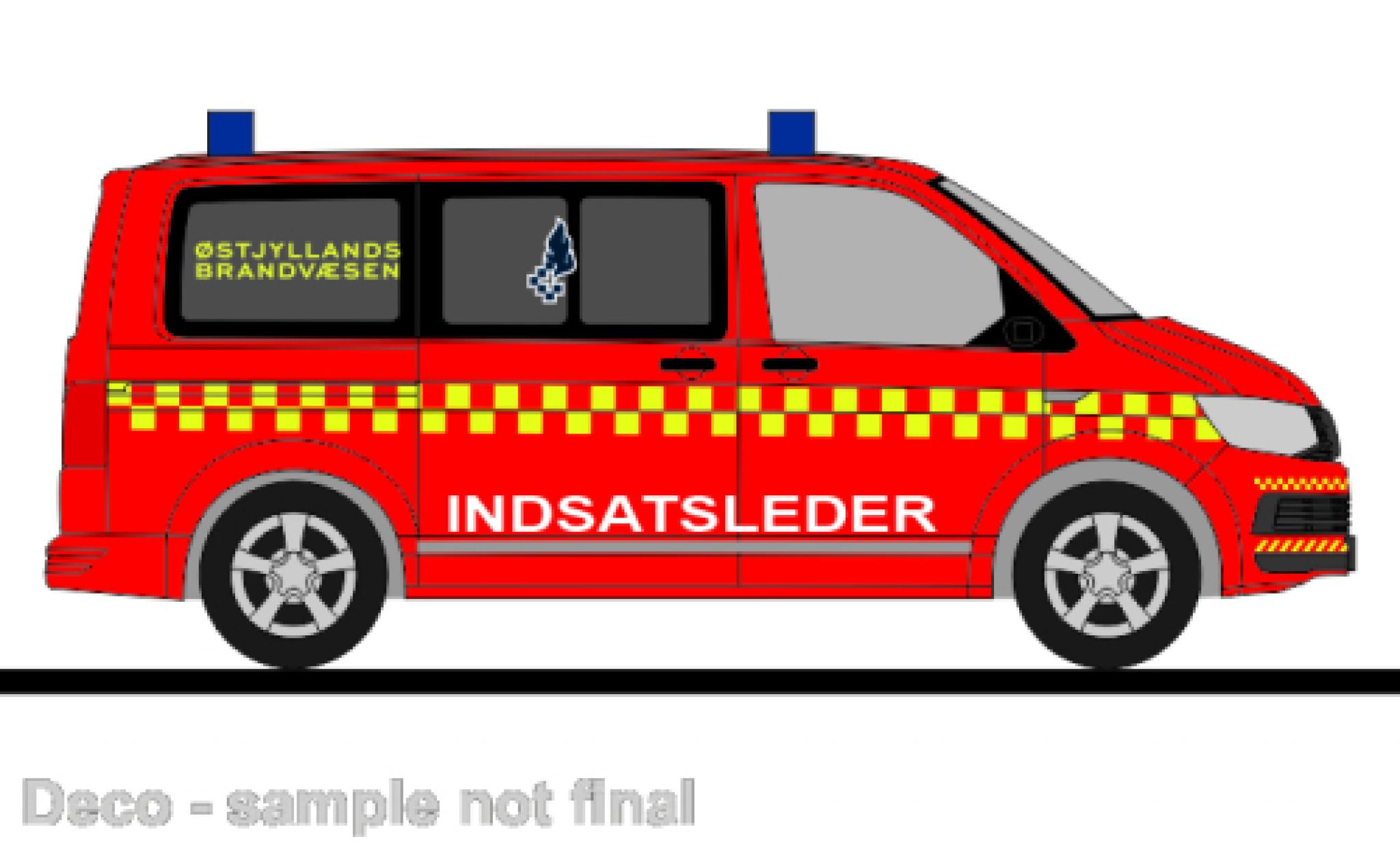 Volkswagen T6 1/87 Rietze bus Ostjyllands Brandvaesen (DK) diecast model cars