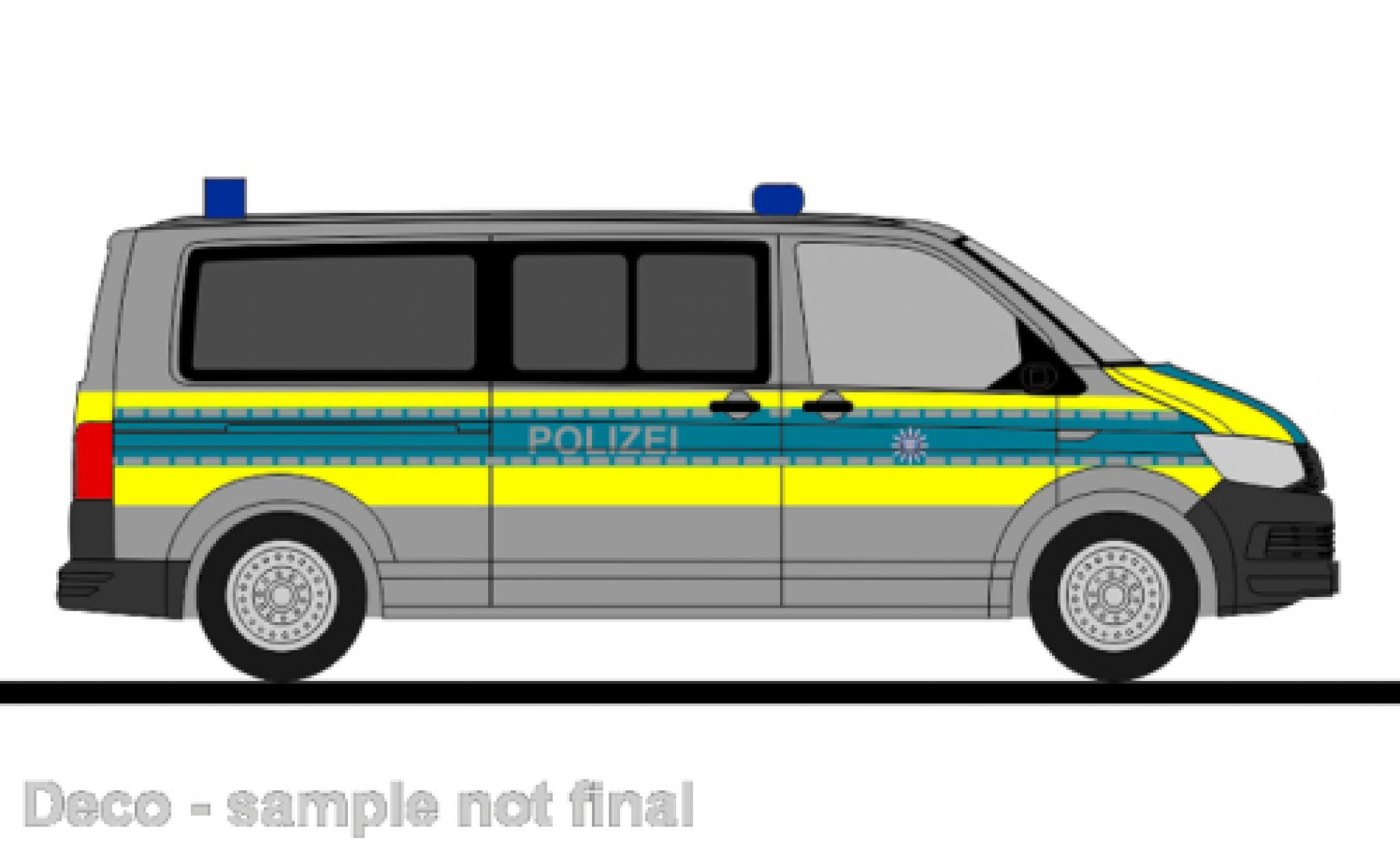 Volkswagen T6 1/87 Rietze bus police Th&uuml;ringen diecast model cars