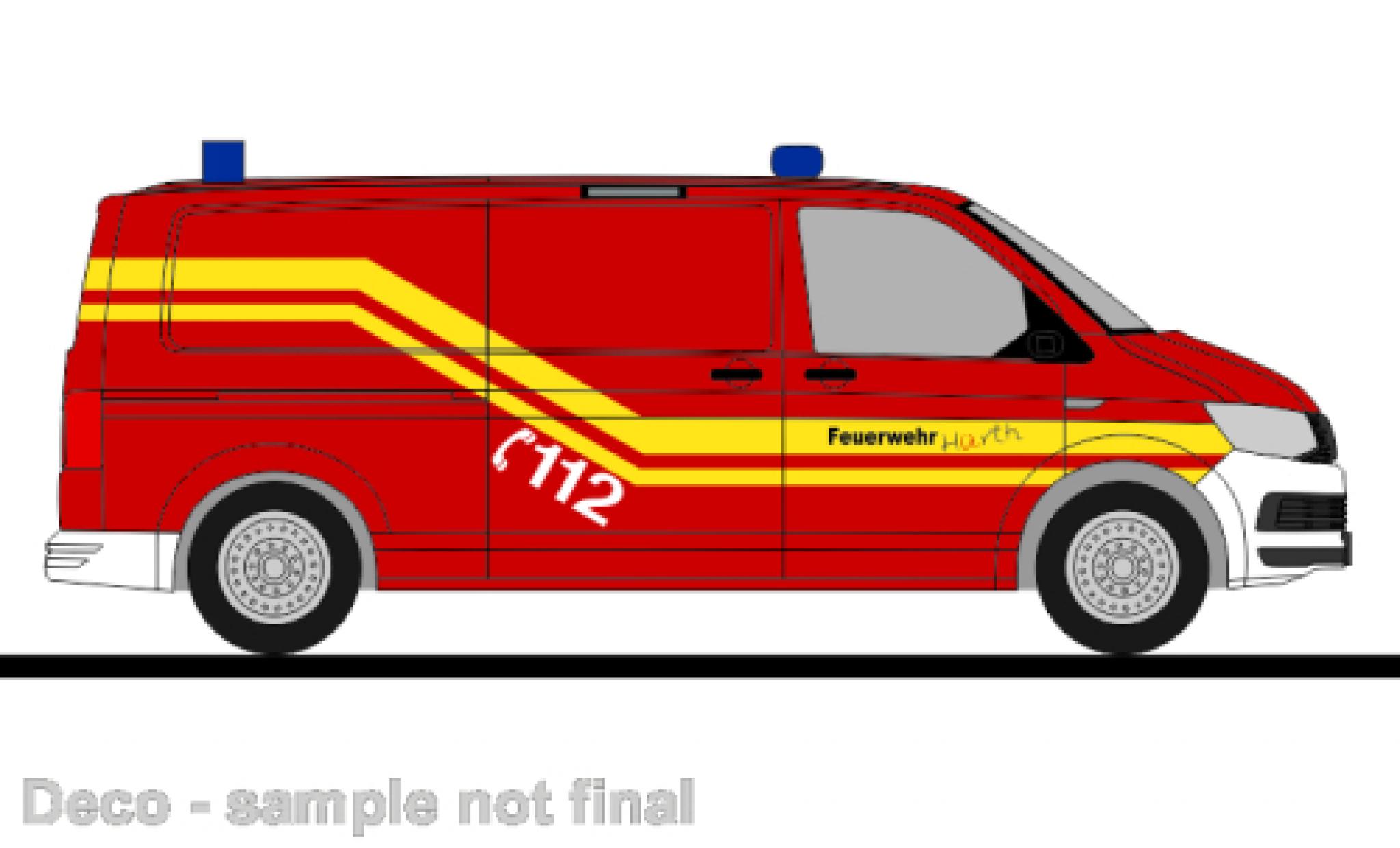 Volkswagen T6 1/87 Rietze bus pompiers H&uuml;rth diecast model cars