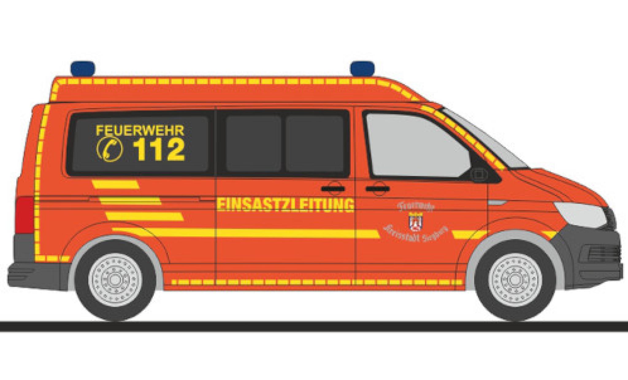 Volkswagen T6 1/87 Rietze bus pompiers Siegburg diecast model cars