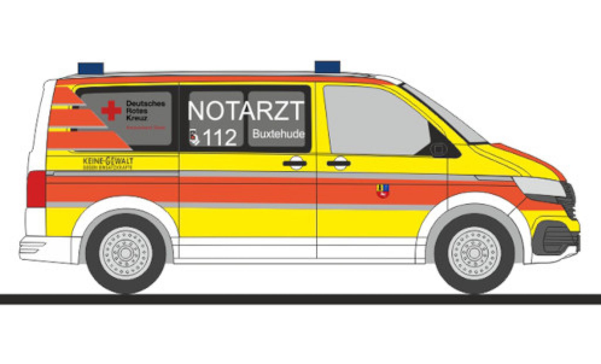 Volkswagen T6 1/87 Rietze .1 Bus DRK Buxtehude diecast model cars