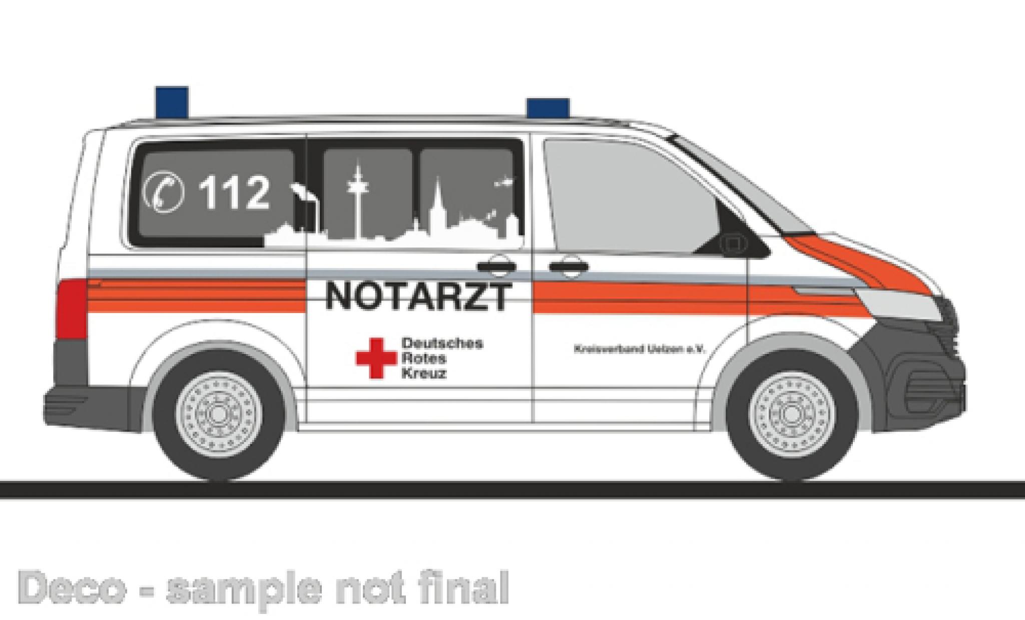 Volkswagen T6 1/87 Rietze .1 Bus DRK Uelzen 1:87 diecast model cars