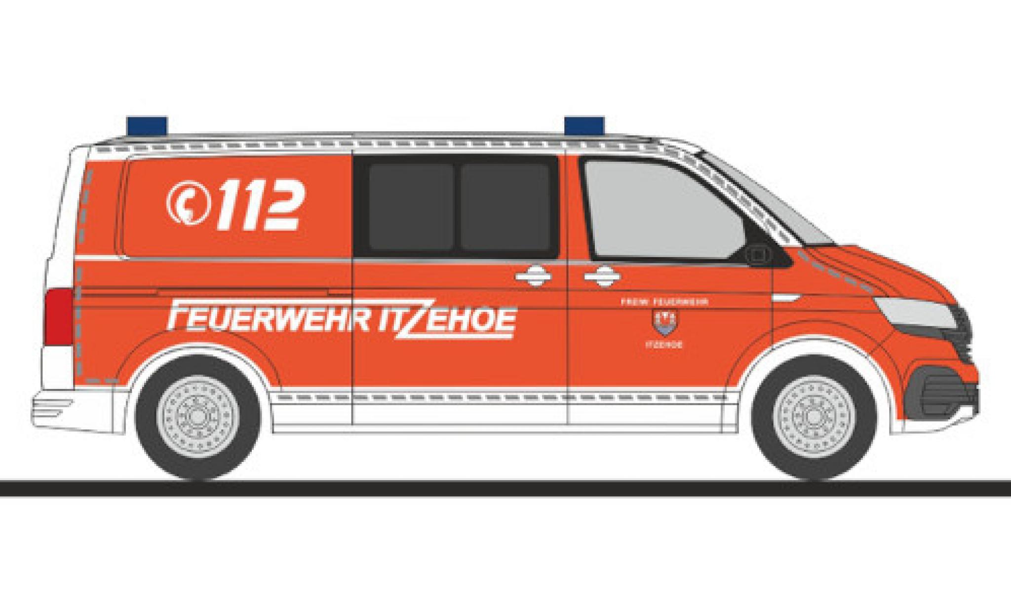 Volkswagen T6 1/87 Rietze .1 Bus Fire brigade Itzehoe diecast model cars