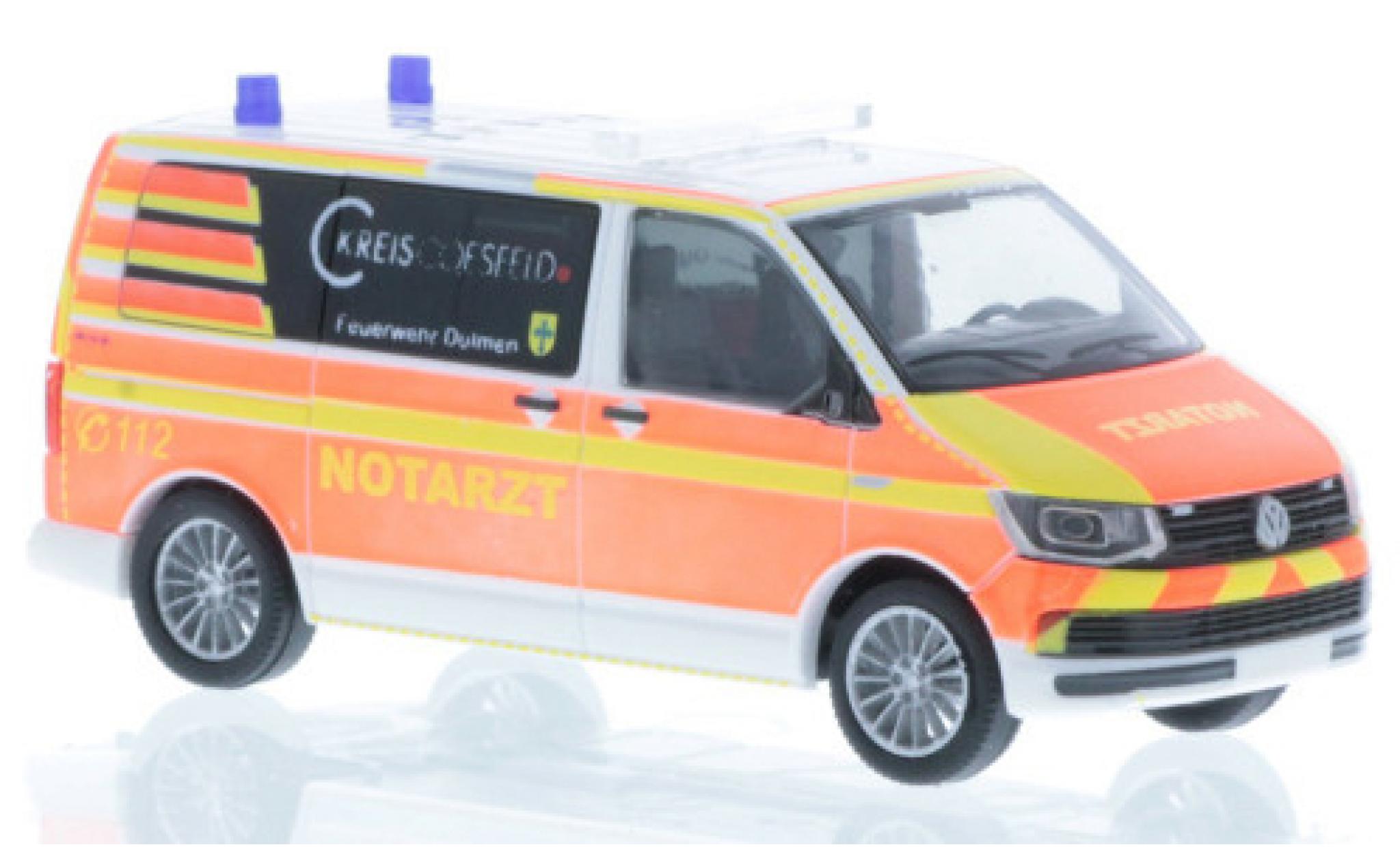 Volkswagen T6 1/87 Rietze Bus Notarzt Fire brigade D&uuml;lmen diecast model cars