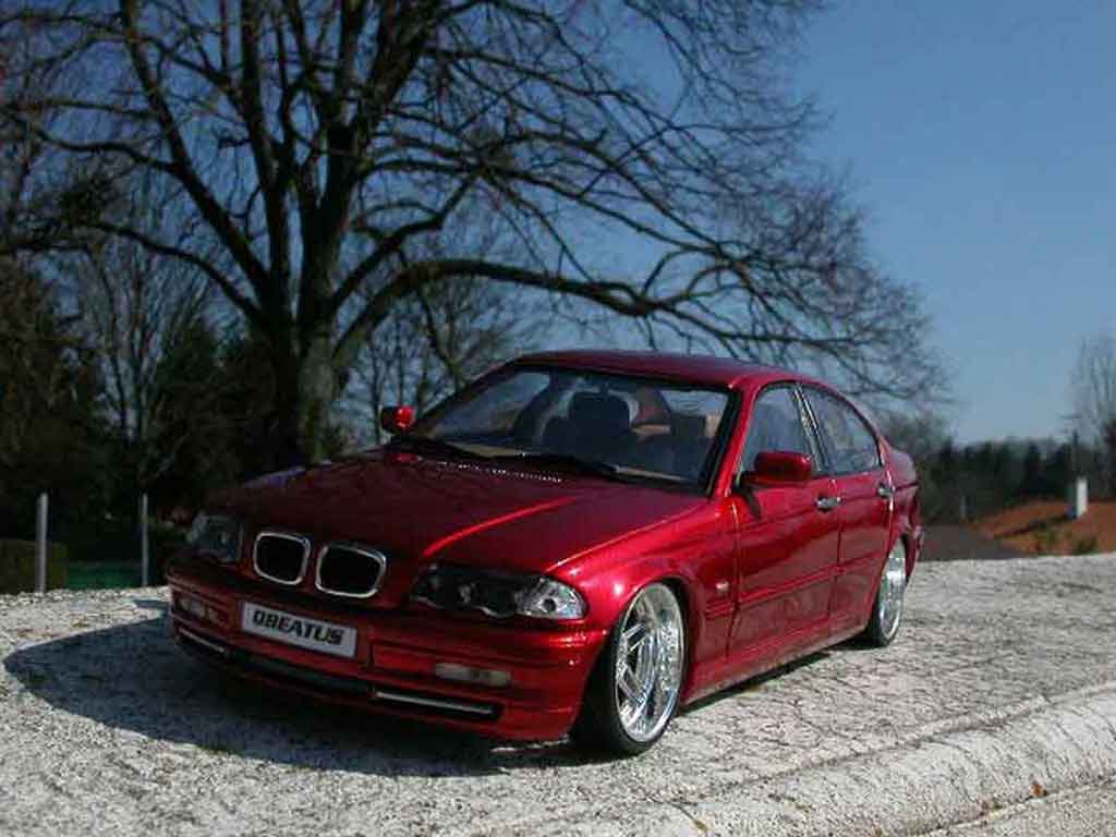 Bmw 328 tuning E46 red candy et jantes chromes 1/18 Welly