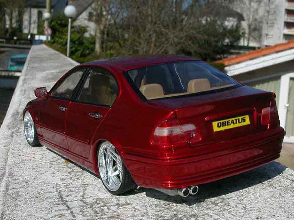 Bmw 328 tuning E46 red candy et jantes chromes 1/18 Welly