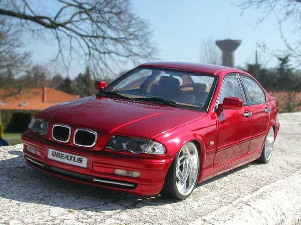 Bmw 328 E46 1/18 Welly E46 tuning red candy et jantes chromes diecast model cars