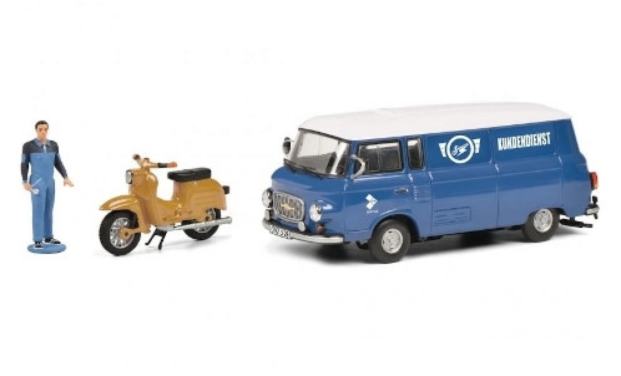 Barkas B 1000 1/43 Schuco Simson Kundendienst avec figurine et Simson Schwalbe KR51 diecast model cars