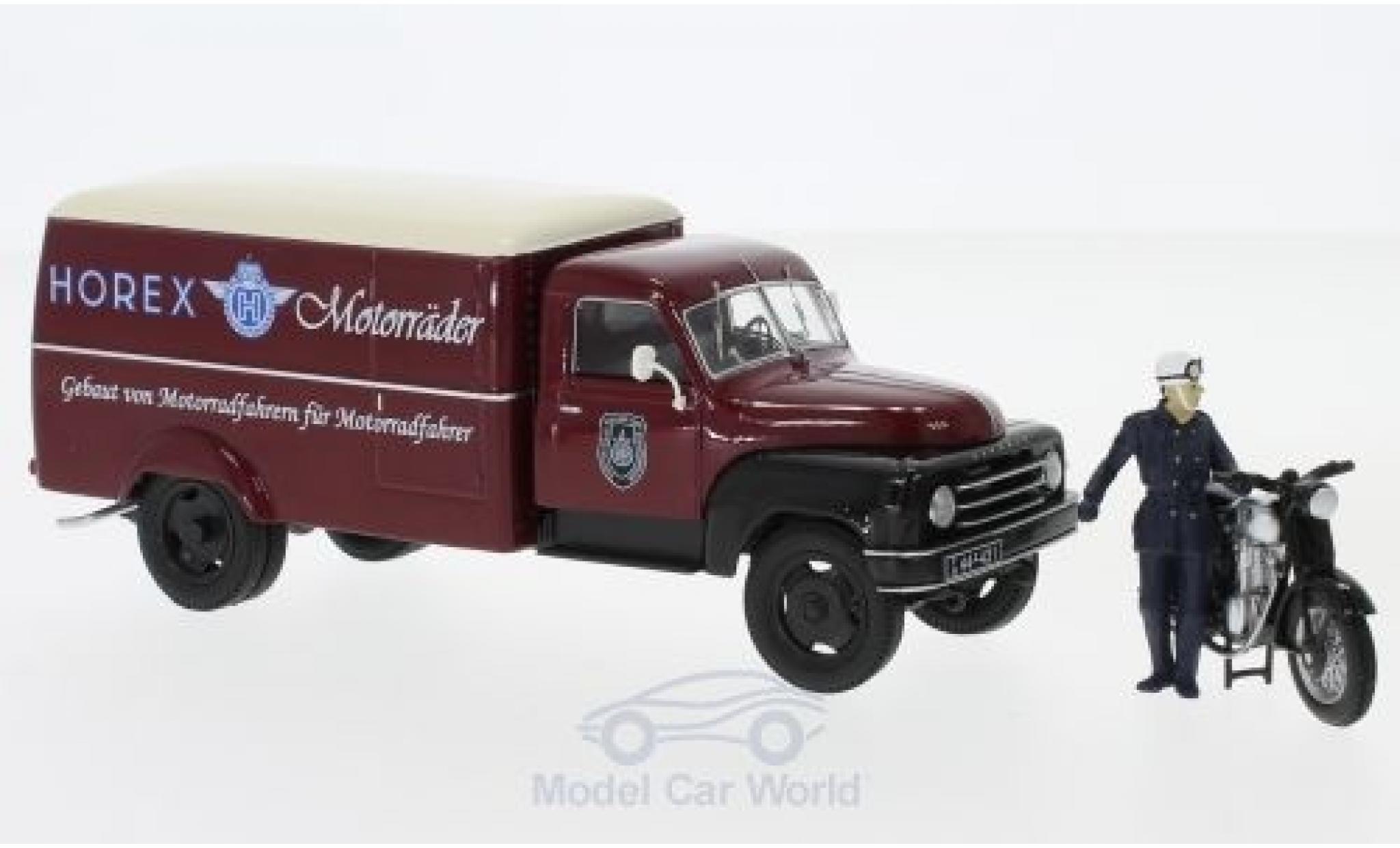 Hanomag L28 1/43 Schuco red/beige Horex mit Horex Regina und Fahrerfigur diecast model cars