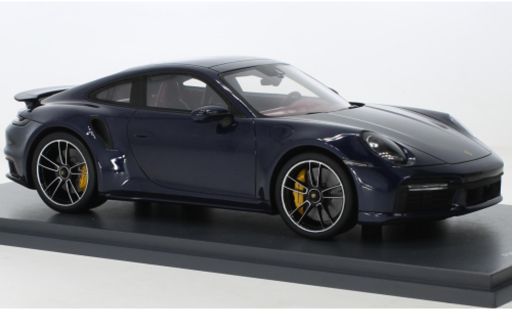 Porsche 992 Turbo s 1/18 Schuco ProR 911  Turbo S metallise blue fonc&eacute; 2021 diecast model cars