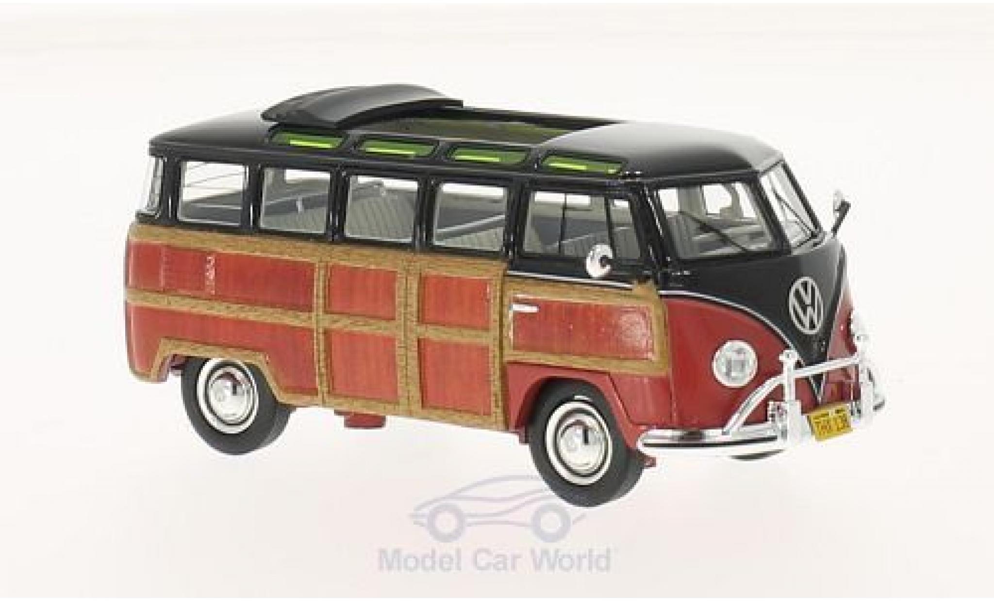 Volkswagen T1 B 1/43 Schuco Samba black/Holzoptik Woody diecast model cars