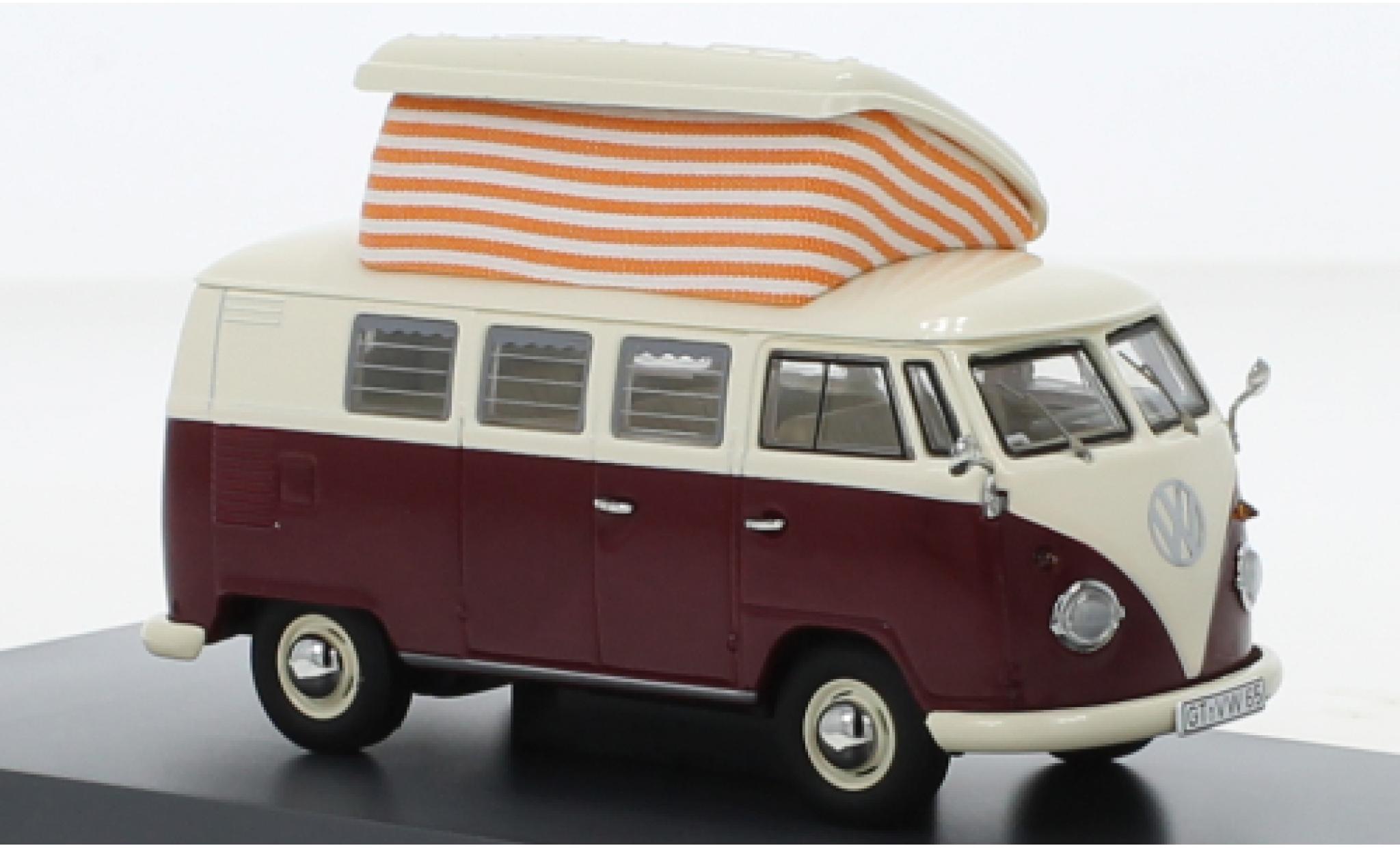Volkswagen T1 1/43 Schuco Camper red fonc&eacute;/beige clair diecast model cars