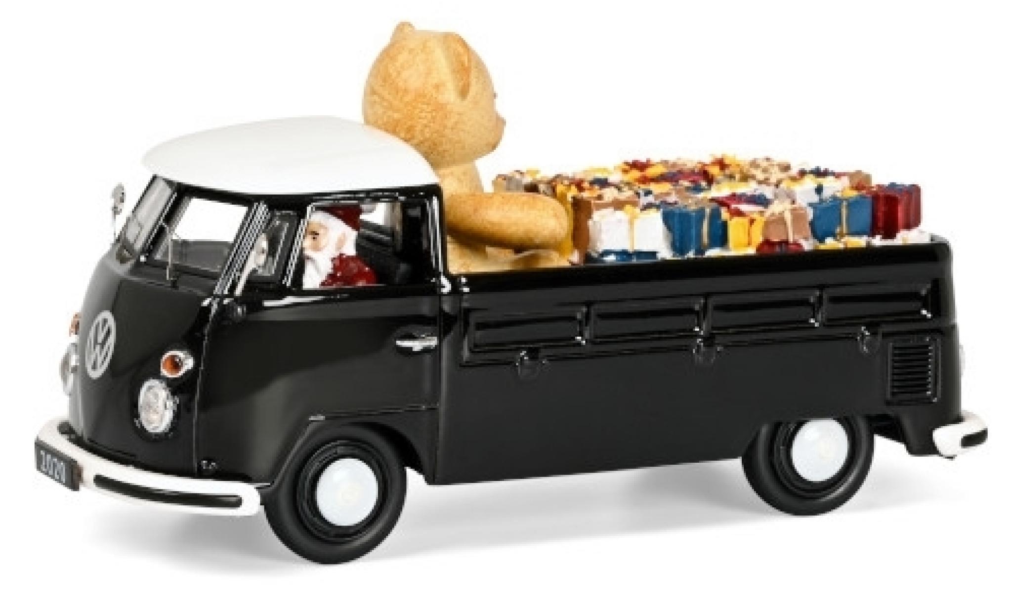 Volkswagen T1 1/43 Schuco Pritsche black/white Christmas Edition 2020 avec charge et figurine de conducteur diecast model cars