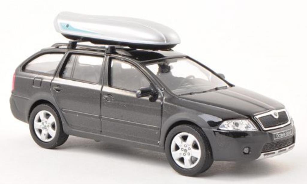Skoda Octavia Combi 1/43 Abrex Combi Scout black mit Dachbox diecast model cars