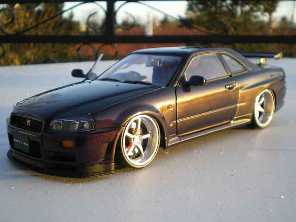 Nissan Skyline R34 1/18 Autoart R34 purple racing jantes 20 pouces diecast model cars