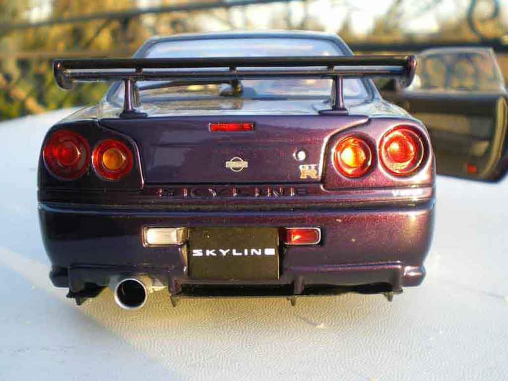 Nissan Skyline R34 purple racing jantes 20 pouces 1/18 Autoart
