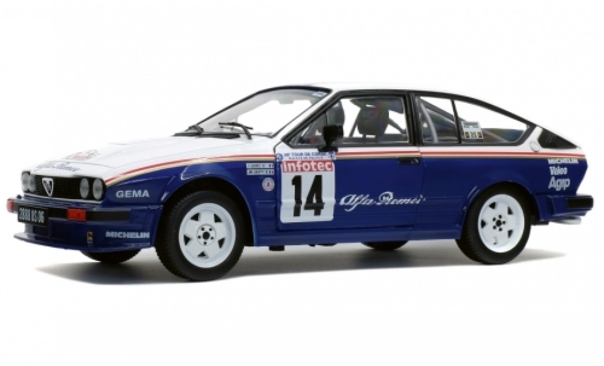 Alfa Romeo GT 1/18 Solido V6 No.14 Rothmans Rally WM Tour de Corse 1986 mit Decals Y.Loubet/J-M.Andrie diecast model cars