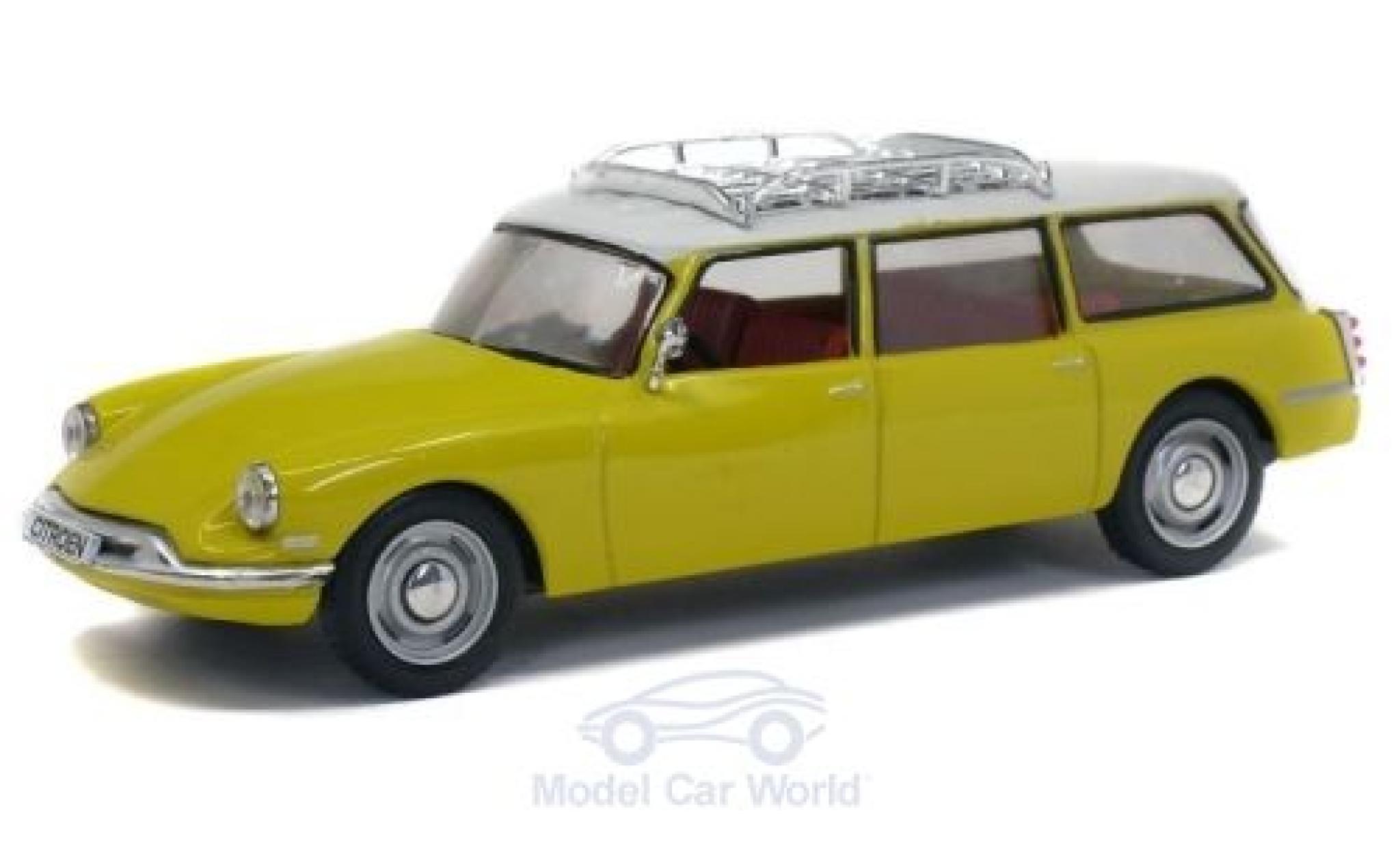 Citroen DS 1/43 Solido 19 Estate yellow/white 1960 diecast model cars