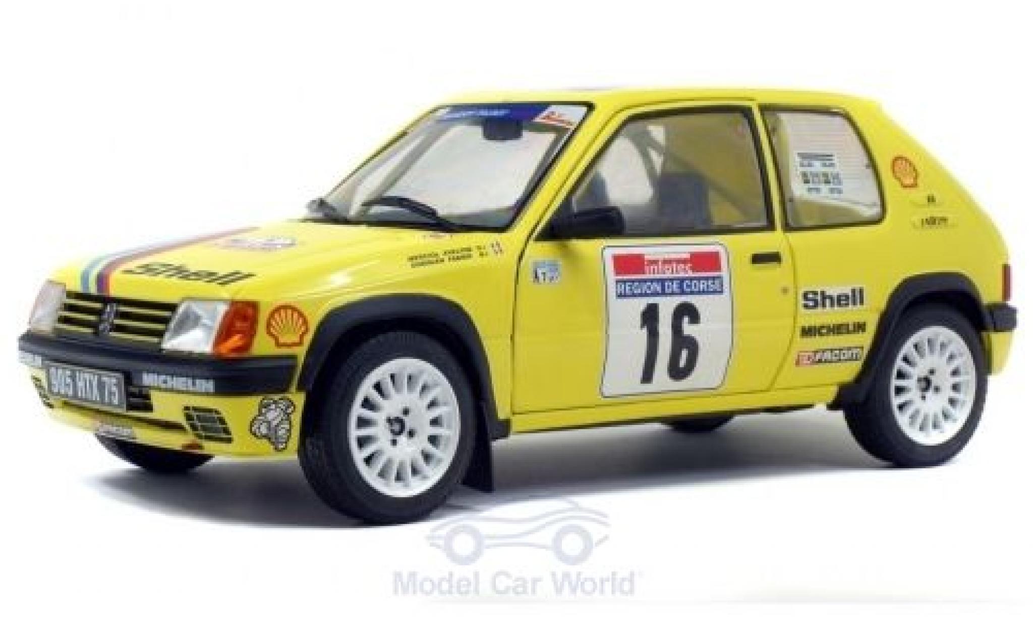 Peugeot 205 1/18 Solido Rally No.16 Rally WM Tour de Corse 1990 F.Doenlen/E.Merciol diecast model cars