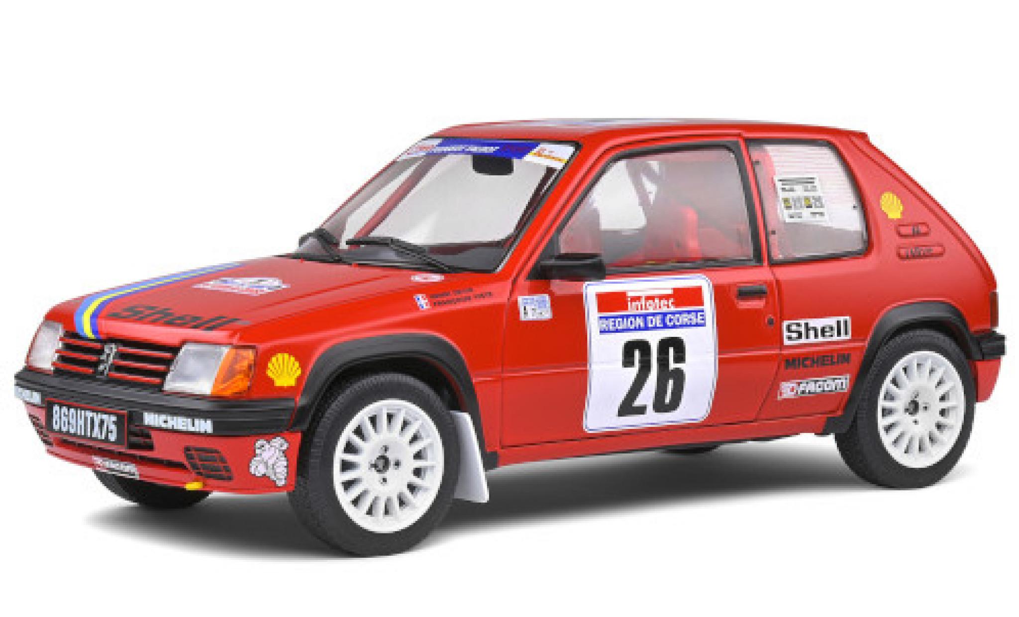 Peugeot 205 1/18 Solido Rally PTS No.26 Talbot Sport Rally WM Rally Tour de Corse 1990 H.Devin/F.Viste diecast model cars