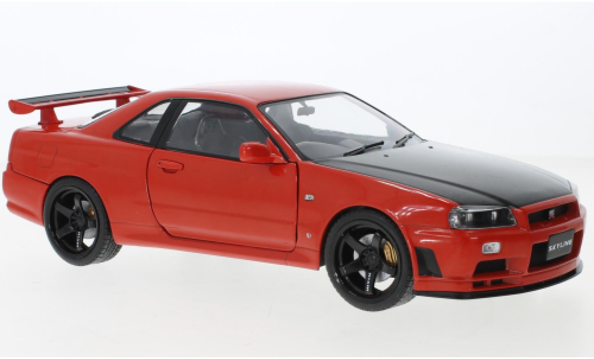 Nissan Skyline 1/18 Solido GT-R (R34) red/black RHD 1999 diecast model cars