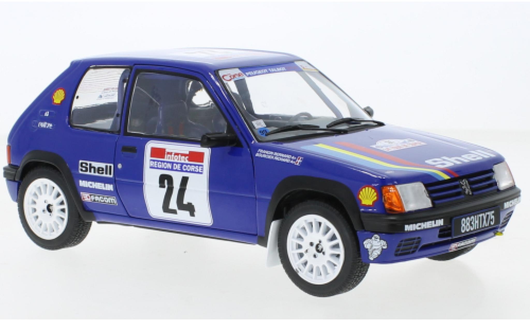Peugeot 205 1/18 Solido Rally Gr.A No.24 Rally WM Tour de Corse 1990 diecast model cars