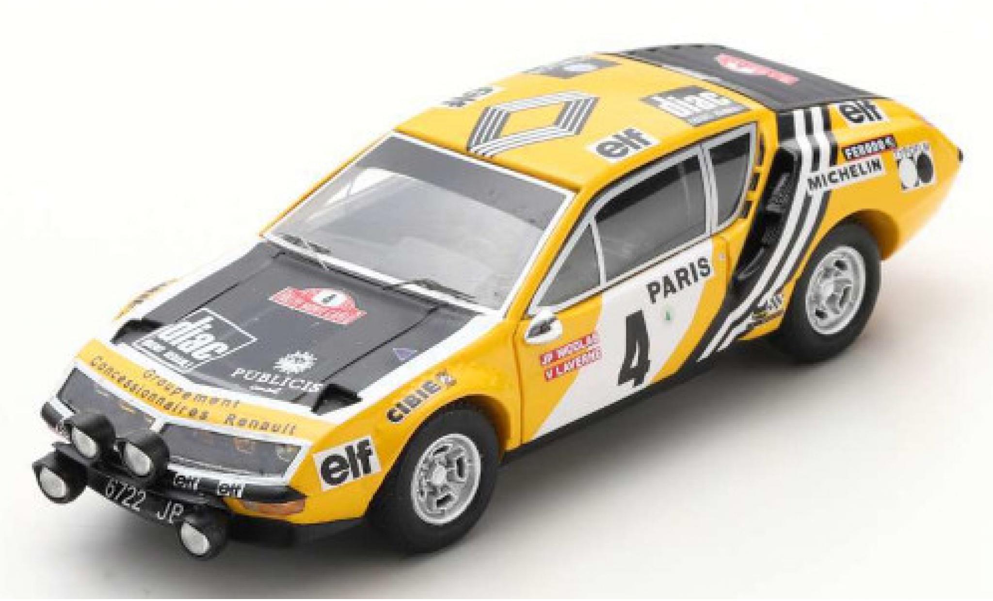 Alpine A310 1/43 Spark No.4 Rally WM Rally Monte Carlo 1976 J-P.Nicolas/V.Laverne diecast model cars