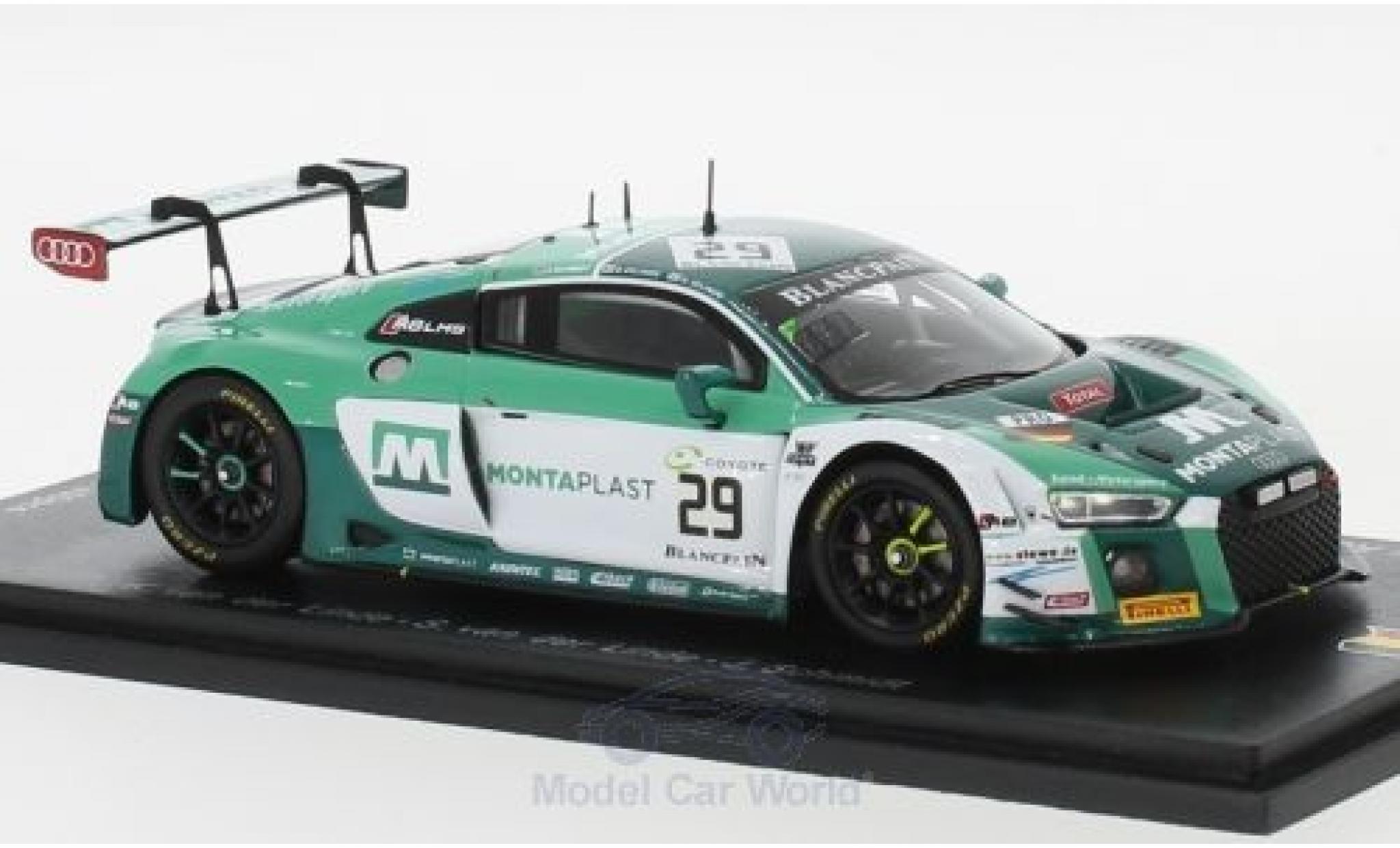 Audi R8 1/43 Spark LMS No.29 Montaplast by Land-Motorsport 24h Spa 2018 K.van der Linde/S.van der Linde/J.Schmidt diecast model cars