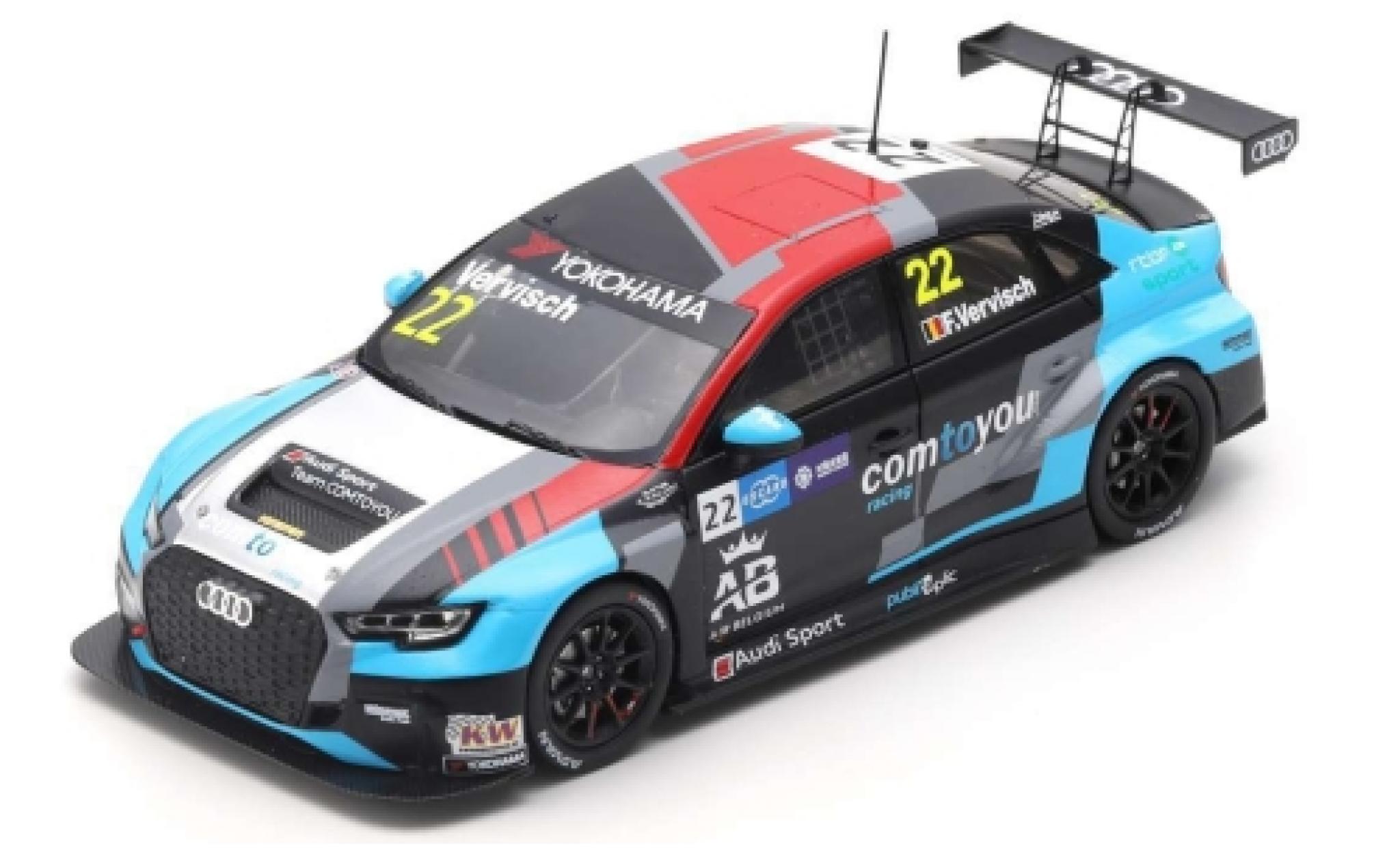 Audi RS3 1/43 Spark LMS No.22 comtoyou Racing WTCR Macau Guia Race 2018 F.Vervisch diecast model cars
