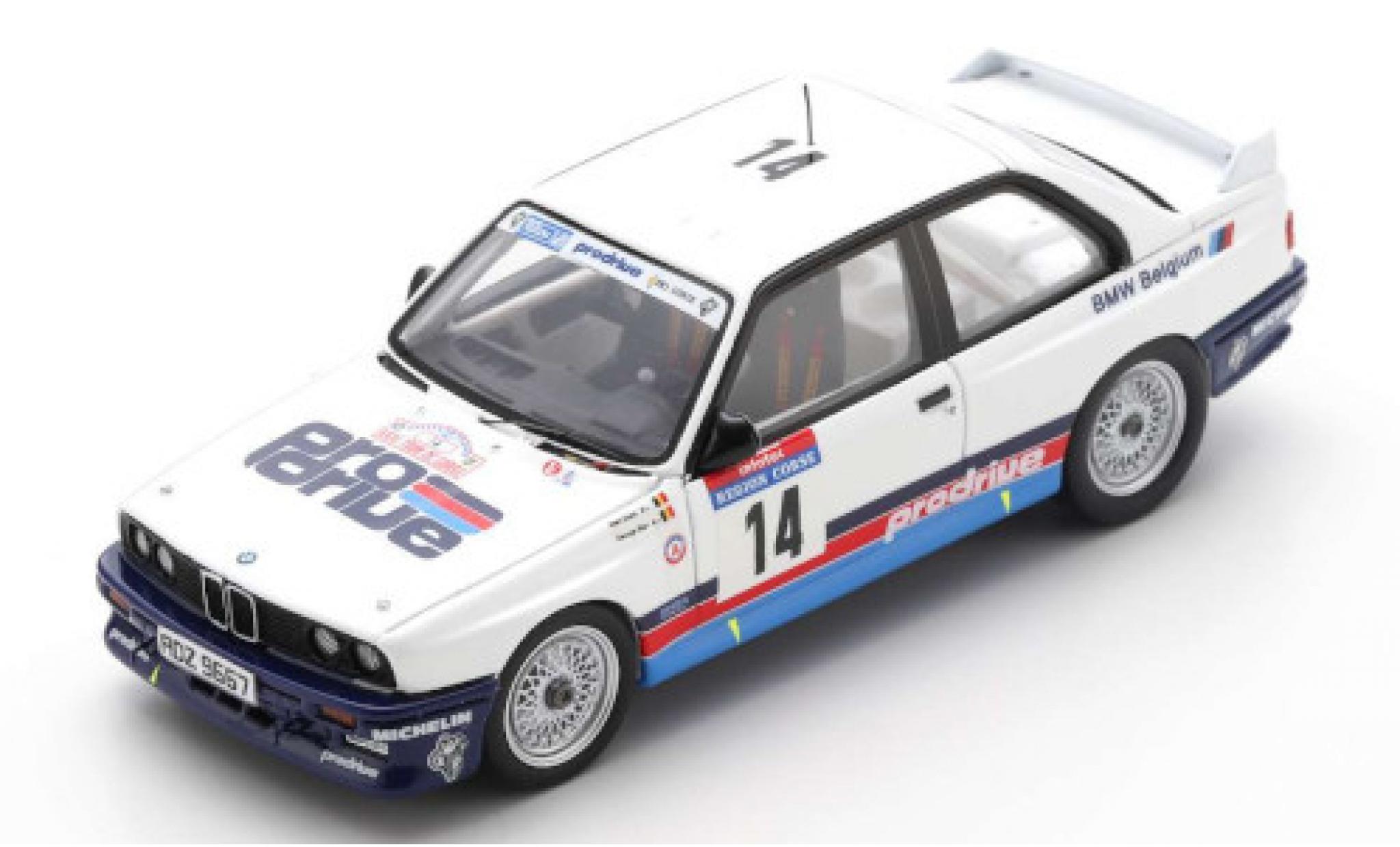 Bmw M3 1/43 Spark (E30) No.14 Belgium ProDrive Rally WM Tour de Corse 1987 M.Duez/G.Biar diecast model cars