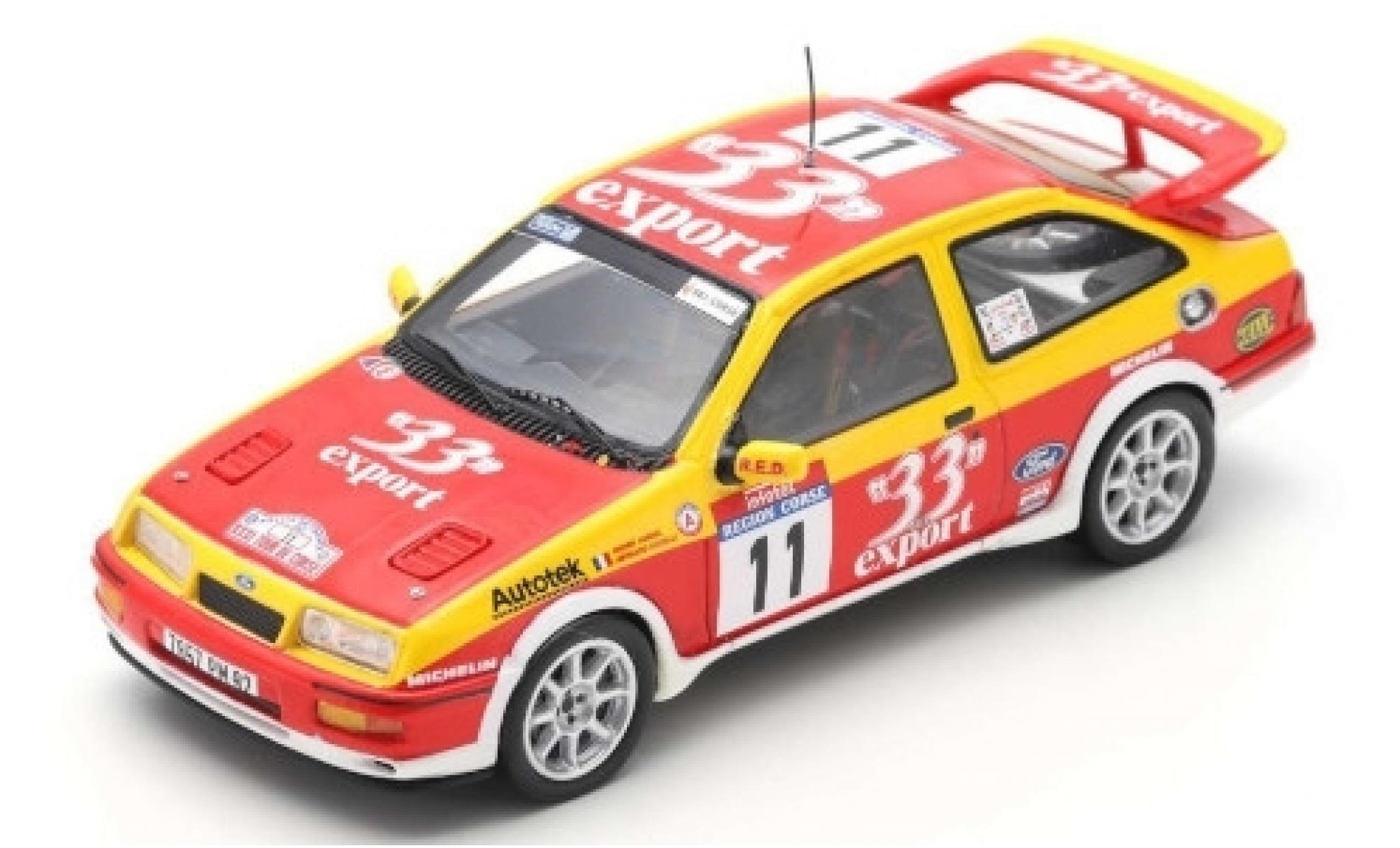 Ford Sierra 1/43 Spark RS Cosworth No.11 33 Export Rally WM Rally de France 1987 D.Auriol/B.Occelli diecast model cars