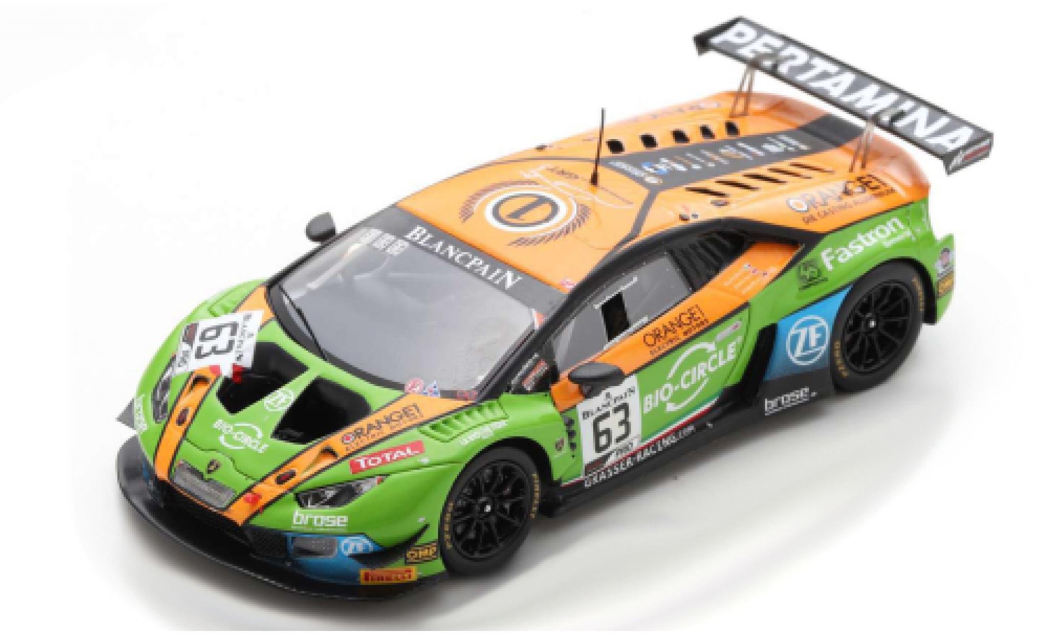 Lamborghini Huracan 1/43 Spark GT3 Evo No.63 GRT Grasser Racing Team 24h Spa 2019 M.Bortolotti/C.Engelhart/R.Ineichen diecast model cars