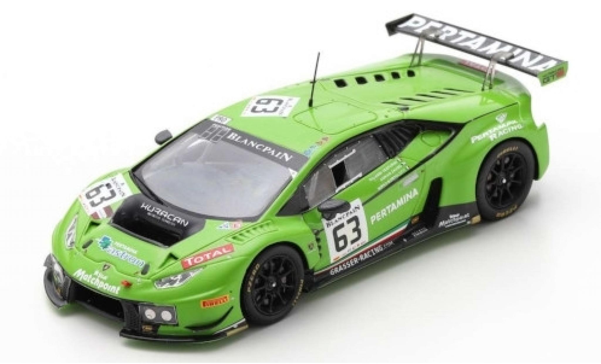 Lamborghini Huracan 1/43 Spark GT3 No.63 Grasser Racing Team Pertamina 24h Le Mans 2015 G.Venturini/A.Zaugg/M.Bortolotti diecast model cars