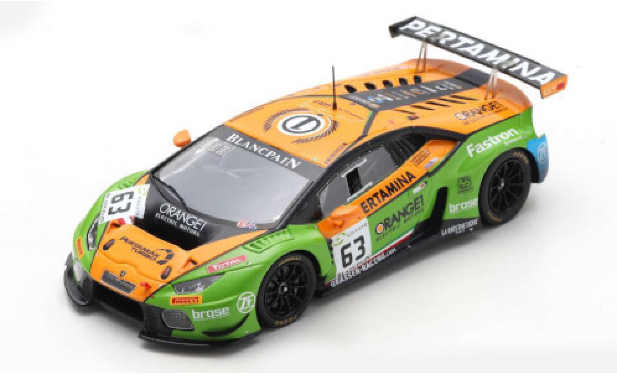Lamborghini Huracan 1/43 Spark GT3 No.63 GRT Grasser Racing Team 24h Spa 2018 A.Caldarelli/C.Engelhart/M.Bortolotti diecast model cars