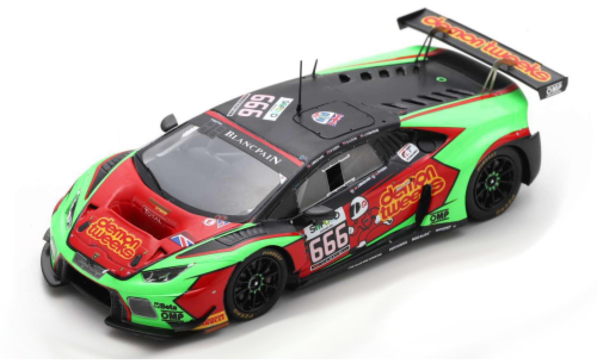 Lamborghini Huracan 1/43 Spark GT3 No.666 Barwell Motorsport Demon Tweeks 24h Spa 2016 J.Minshaw/P.Keen/O.Gavin/J.Osborne diecast model cars