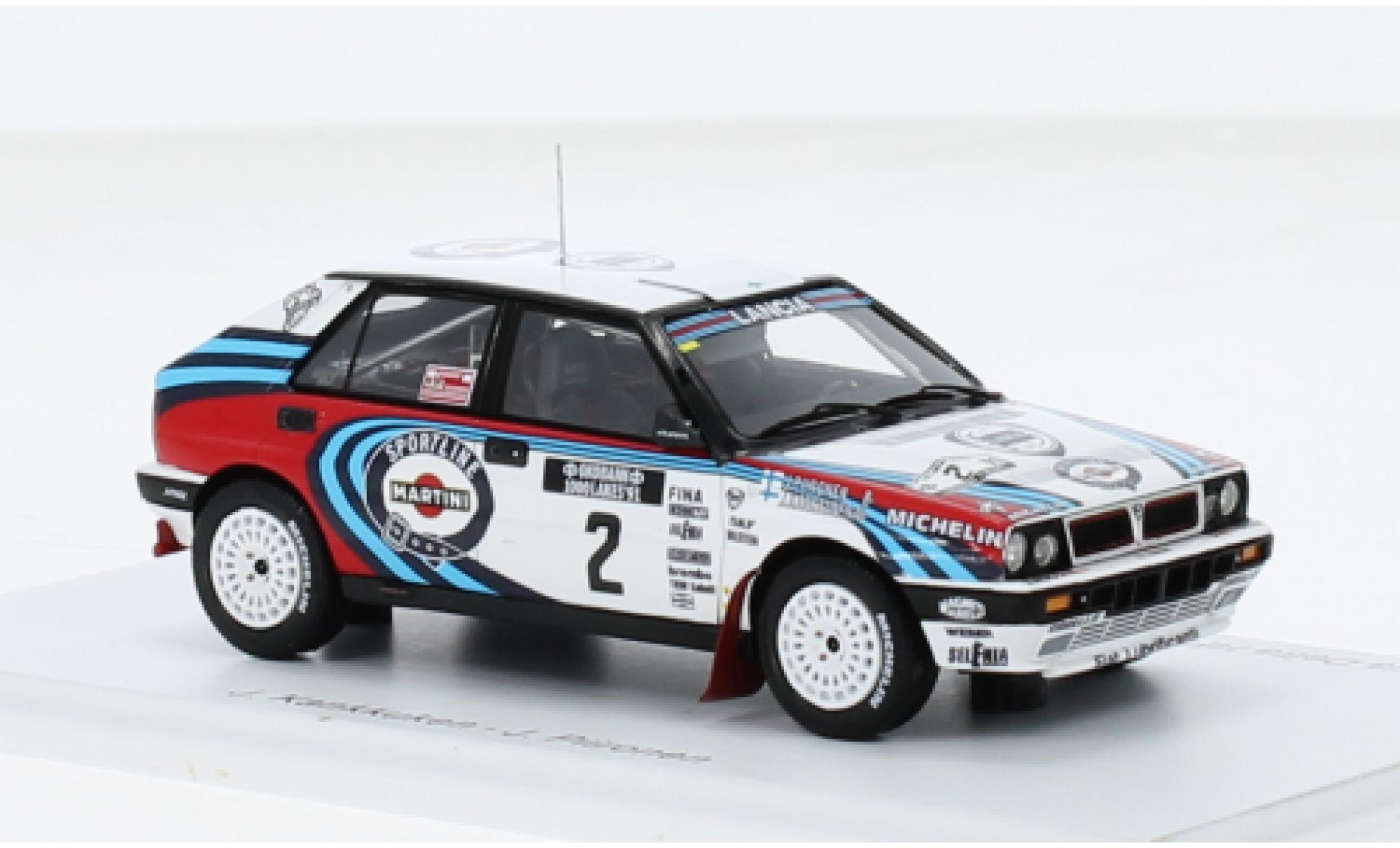Lancia Delta 1/43 Spark HF Integrale 16V No.2 Martini Rally WM 1000 Lakes Rally 1991 1:43 diecast model cars