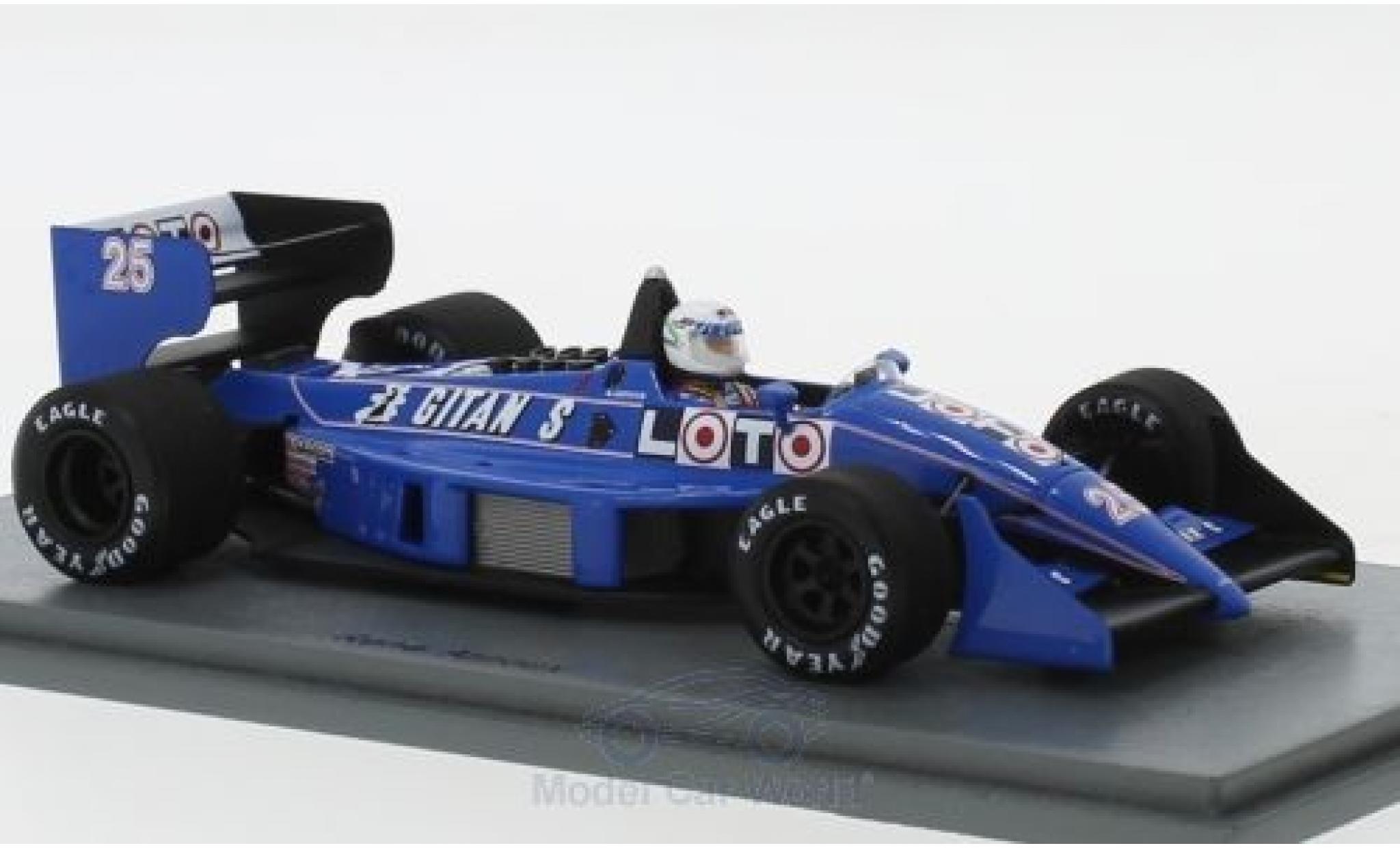 Ligier JS3 1/43 Spark 1 No.25 Gitanes Formel 1 GP Monaco 1988 mit Decals R.Arnoux diecast model cars