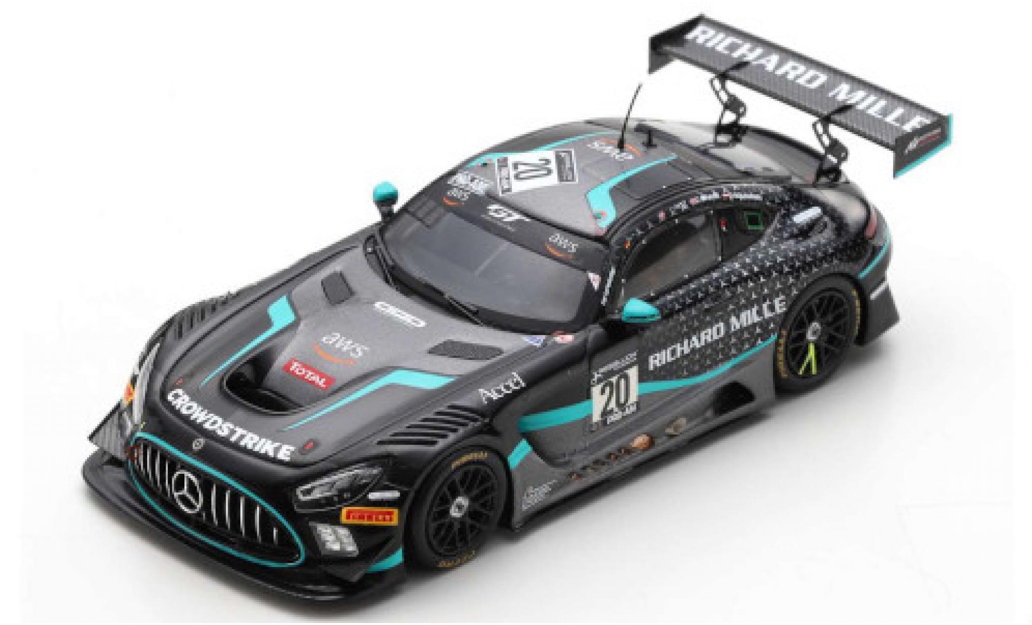 Mercedes AMG GT 1/43 Spark 3 No.20 SPS Automotive Performance Richard Mille 24h Spa 2020 G.Kurtz/V.Pierburg/D.Baumann/C.Braun diecast model cars