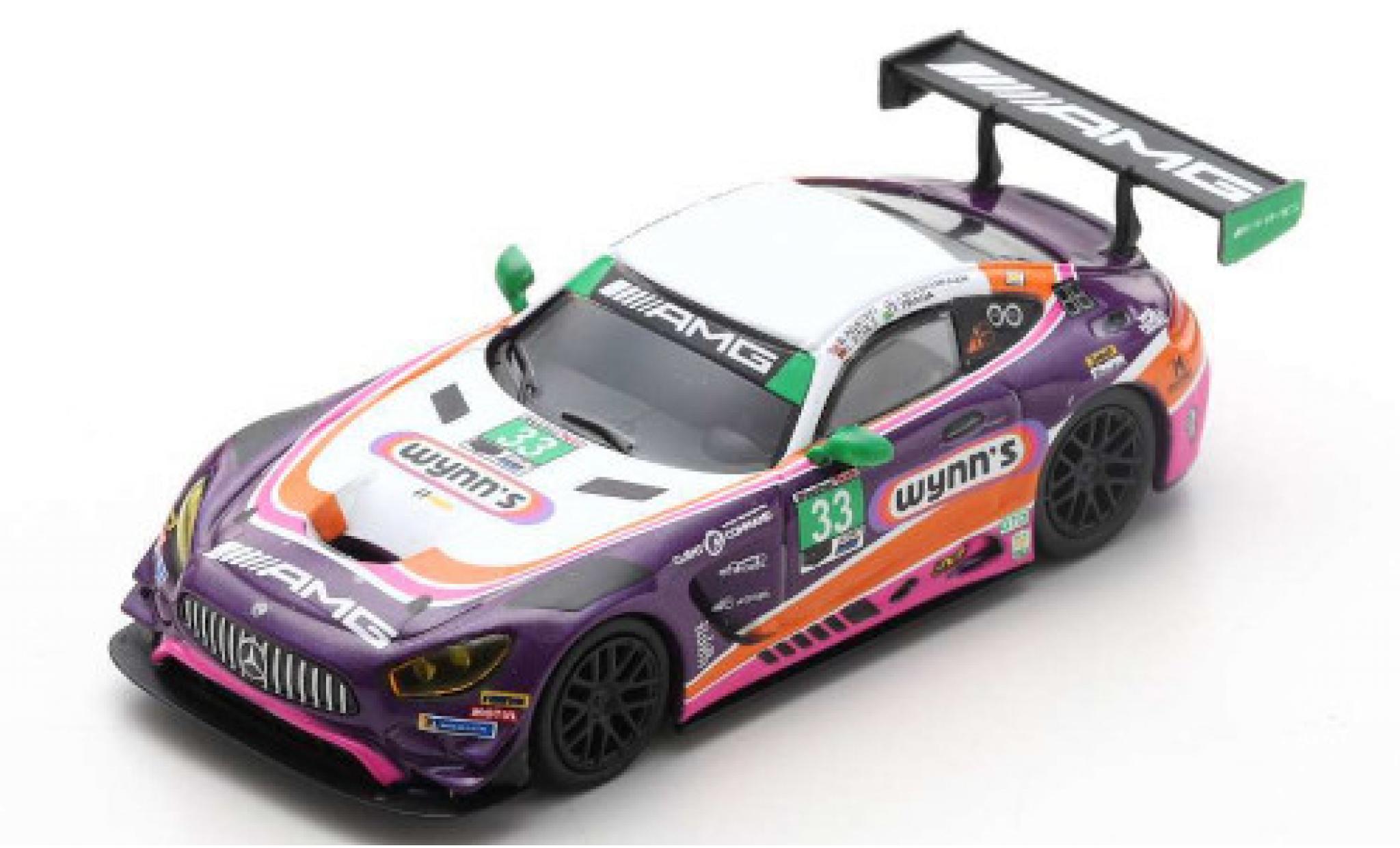 Mercedes AMG GT 1/64 Spark 3 No.33 Team Riley Motorsports Wynns 24h Daytona 2019 B.Keating/J.Bleekemolen/L.Stolz/F.Fraga diecast model cars