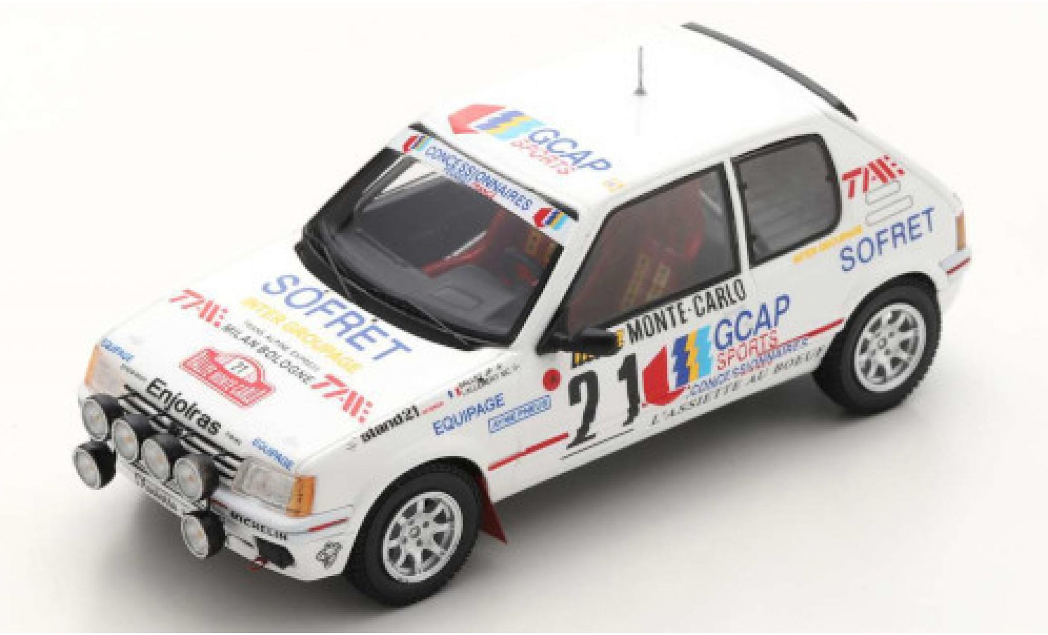 Peugeot 205 1/43 Spark GTI 1.9 No.21 Rally WM Rally Monte Carlo 1988 J.-P.Ballet/M.-C.Lallement diecast model cars