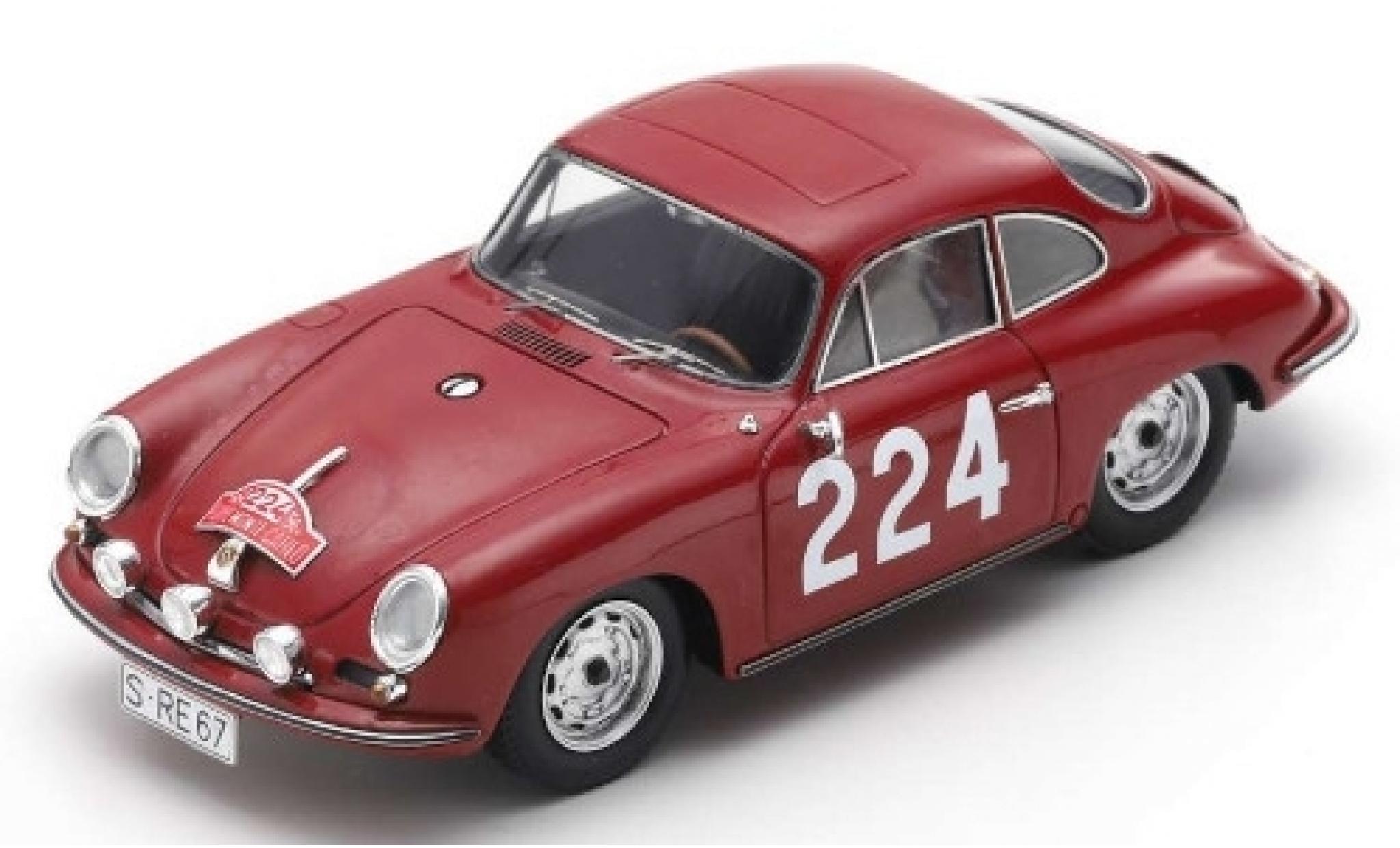 Porsche 356 1/43 Spark B T6 Carrera 2 No.224 Rally Monte Carlo 1964 G.Klass/H.Wencher diecast model cars