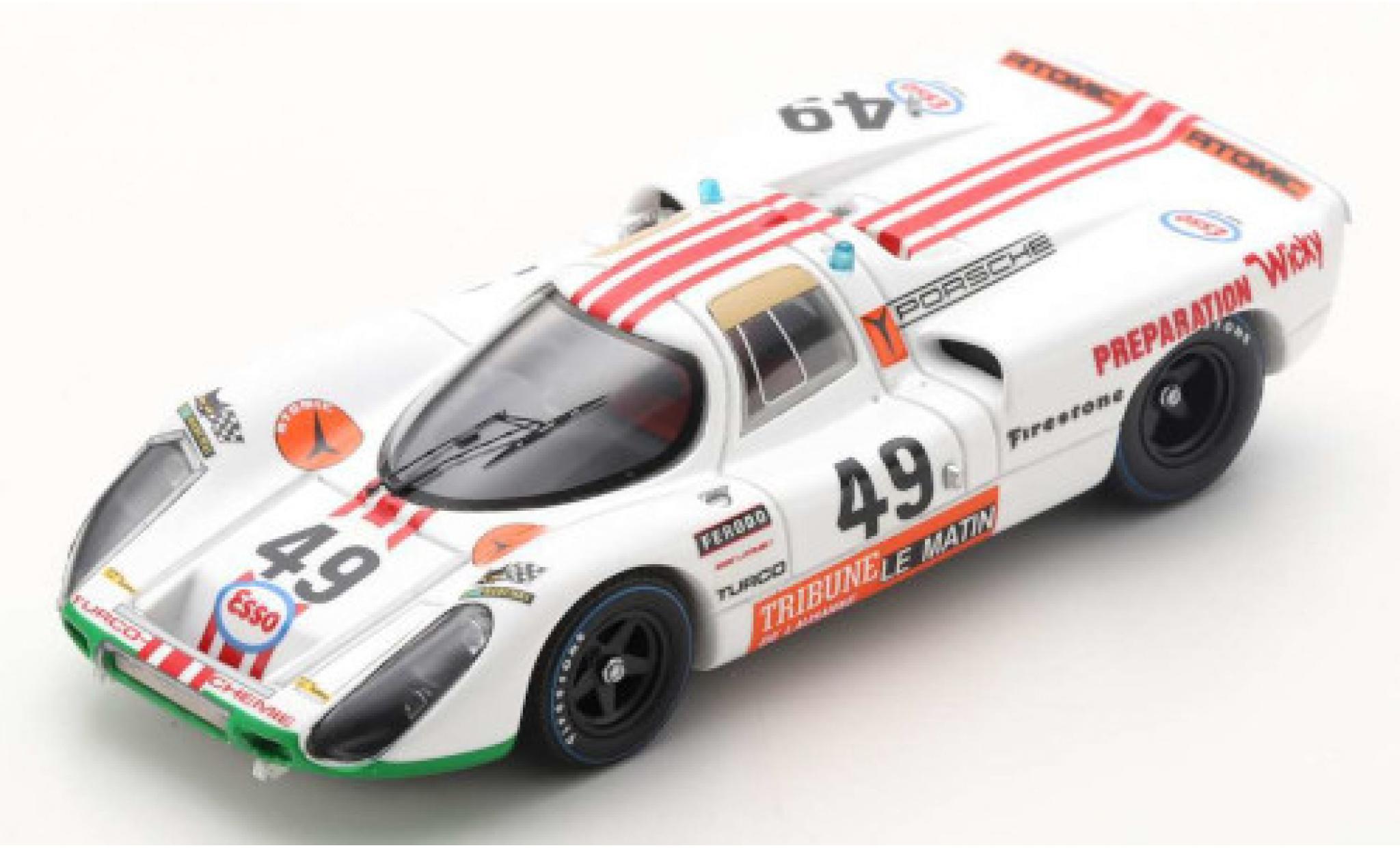 Porsche 907 1/43 Spark RHD No.49 24h Le Mans 1971 W.Brun/P.Mattli diecast model cars