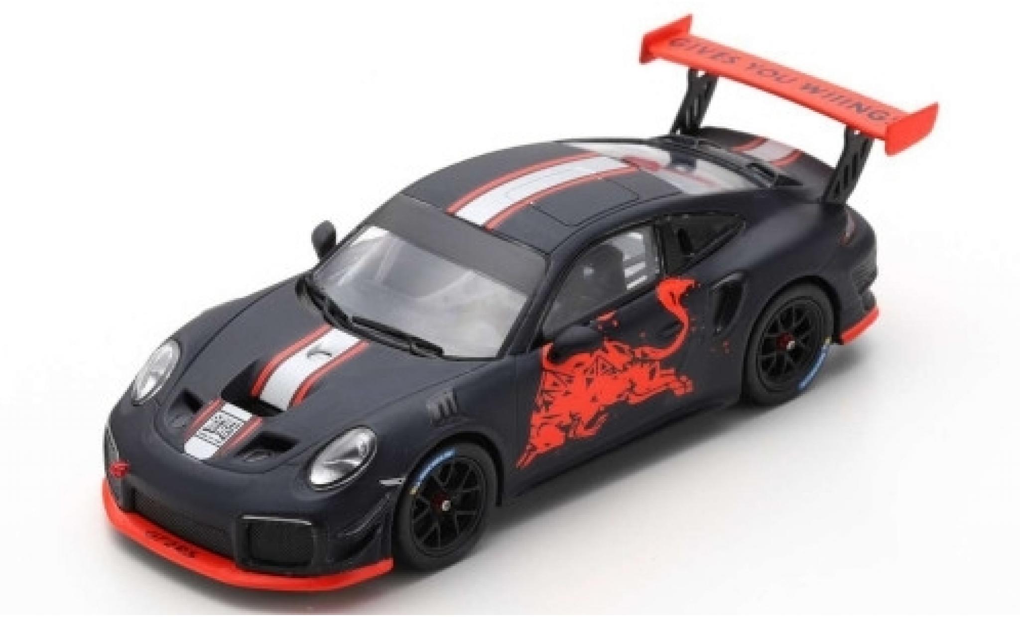Porsche 992 1/43 Spark 911 (991) GT2 RS Clubsport matt-black/Dekor Red Bull Spielberg 2019 diecast model cars