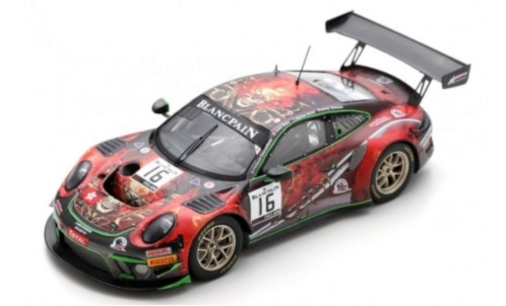 Porsche 992 GT3 R 1/43 Spark 911 (991) GT3 R No.16 Modena Motorsports 24h Spa 2019 J.Shen/P.Descombes/B.Simonsen/M.Beche diecast model cars