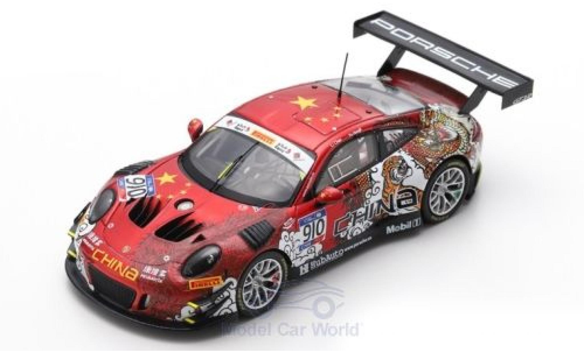Porsche 991 GT3 R 1/43 Spark 911 () GT3 R No.910 Herberth Motorsport FIA GT Nations Cup Bahrain 2018 Team China L.Chao/Y.Hongli diecast model cars