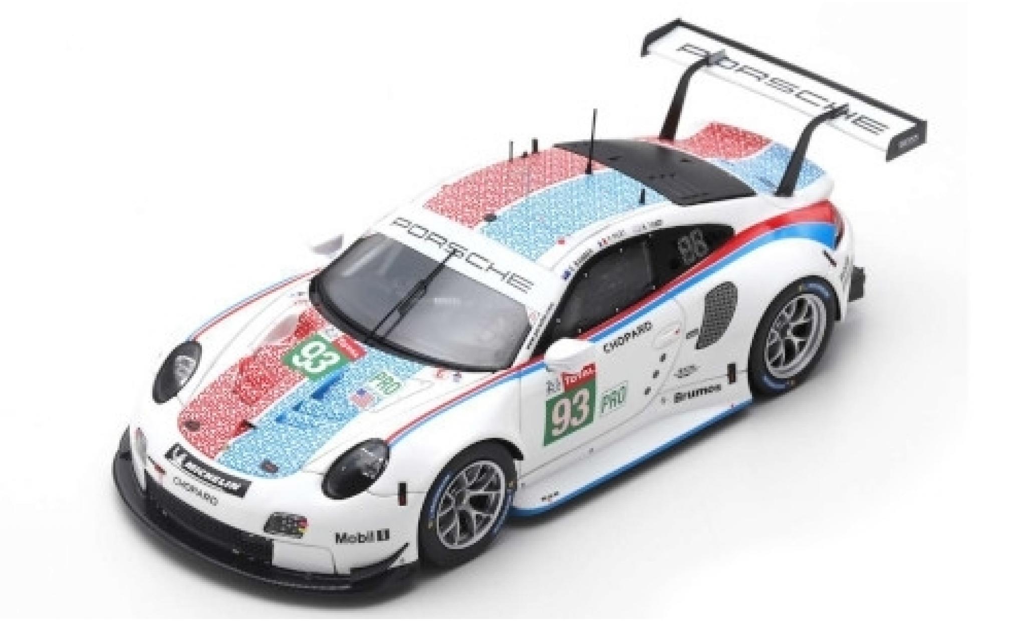 Porsche 992 RSR 1/87 Spark 911 (991) RSR GTE No.93 GT Team LMGTE Pro 24h Le Mans 2019 P.Pilet/E.Bamber/N.Tandy diecast model cars