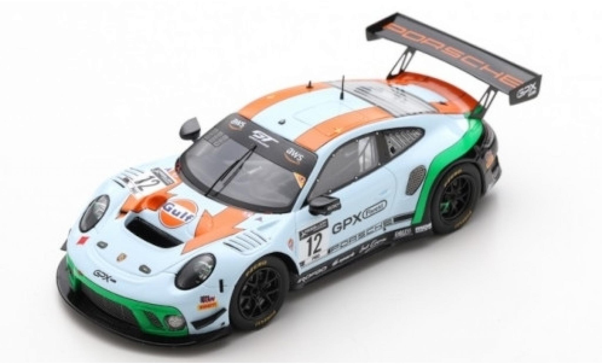 Porsche 992 GT3 R 1/43 Spark 911 GT3 R (991.2) No.12 GPX Racing Gulf 2019 The Diamond diecast model cars