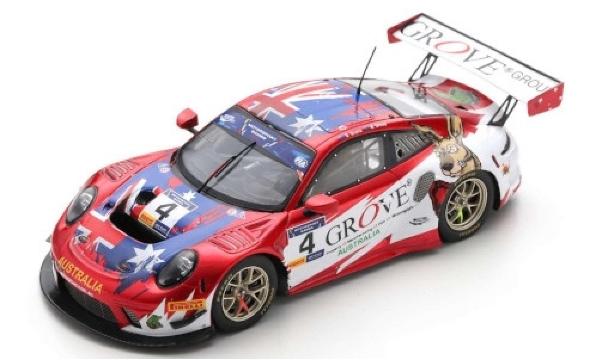 Porsche 992 GT3 R 1/43 Spark 911 GT3 R No.4 Team Australia Grove FIA Motorsport Games GT Cup Vallelunga 2019 S.Grove/B.Grove diecast model cars